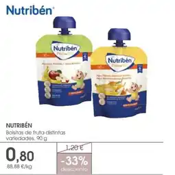 Supermercados Plaza NUTRIBÉN Bolsitas de fruta distintas variedades oferta
