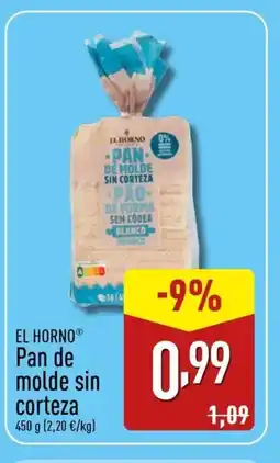 ALDI EL HORNO Pan de molde sin corteza oferta