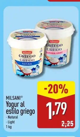MILSANI Yogur al estilo griego