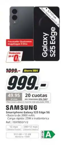 MediaMarkt SAMSUNG Smartphone Galaxy S25 Edge 5G oferta