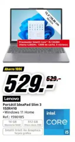 MediaMarkt LENOVO Portátil IdeaPad Slim 3 15IRH10 oferta