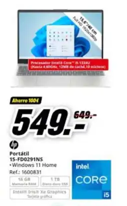 MediaMarkt HP Portátil 15-FD0291NS oferta