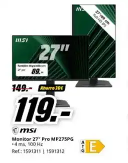 MediaMarkt MSI Monitor 27" Pro MP275PG oferta