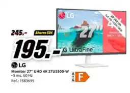 MediaMarkt LG Monitor 27" UHD 4K 27US500-W oferta
