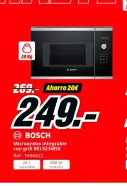MediaMarkt BOSCH Microondas integrable con grill BEL523MS0 oferta