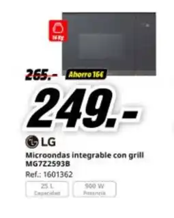 MediaMarkt LG Microondas integrable con grill MG722593B oferta