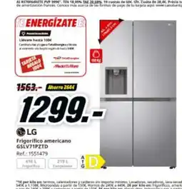 MediaMarkt LG Frigorífico americano GSLV71PZTD oferta