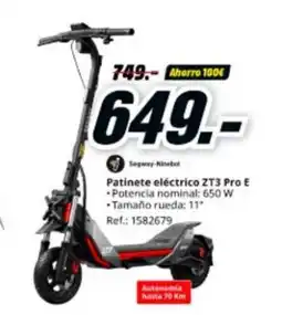 MediaMarkt SEGWAY-NINEBA Patinete eléctrico ZT3 Pro E oferta
