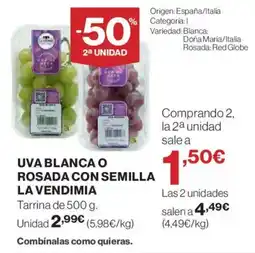 Hipercor Uva blanca o rosada con semilla la vendimia oferta