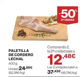 Hipercor Paletilla de cordero lechal oferta