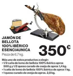 Hipercor Jamón de bellota 100% ibérico esenciaunica oferta