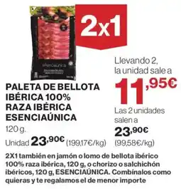Hipercor Paleta de bellota ibérica 100% raza ibérica esenciaúnica oferta