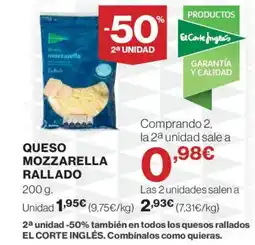 Hipercor Queso mozzarella rallado oferta