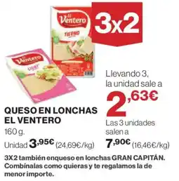 Hipercor EL VENTERO Queso en lonchas oferta