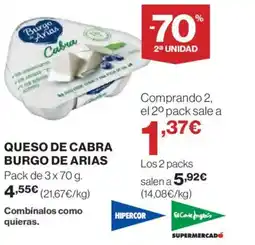 Hipercor BURGO DE ARIAS Queso de cabra oferta