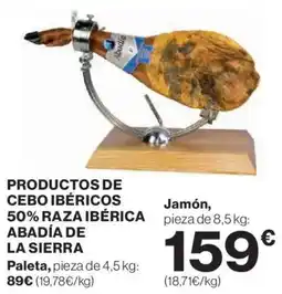 Hipercor Productos de cebo ibéricos 50% raza ibérica abadía de la sierra oferta