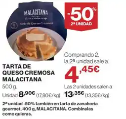 Hipercor MALACITANA Tarta de queso cremosa oferta