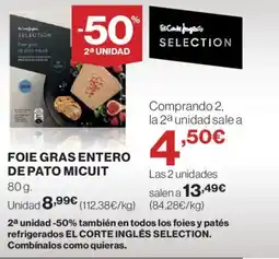Hipercor Foie gras entero de pato micuit oferta