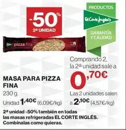 Hipercor PIZZA FINA Masa para oferta