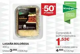 Hipercor Lasaña boloñesa oferta