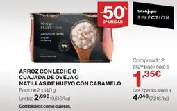 Hipercor Arroz con leche o cuajada de oveja o natillas de huevo con caramelo oferta