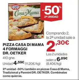 Hipercor DR. OETKER Pizza casa di mama 4 formaggi oferta