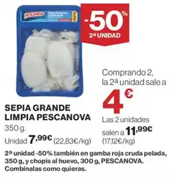 Hipercor PESCANOVA Sepia grande limpia oferta