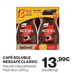 Hipercor NESCAFÉ Café soluble classic oferta