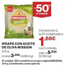 Hipercor MISSION Wraps con aceite de oliva oferta