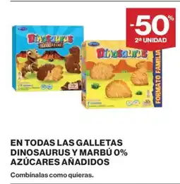 Hipercor En todas las galletas dinosaurus y marbú 0% azúcares añadidos oferta