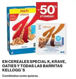 Hipercor KELLOGG'S En cereales special k, krave, oaties y todas las barritas oferta