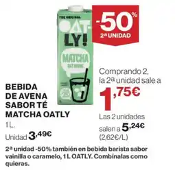 Hipercor OATLY Bebida de avena sabor té matcha oferta