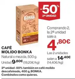 Hipercor BONKA Café molido oferta