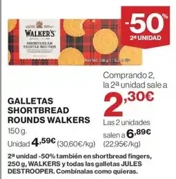 Hipercor WALKERS Galletas shortbread rounds oferta