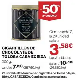 Hipercor Cigarrillos de chocolate de tolosa casa eceiza oferta