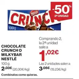 Hipercor NESTLÉ Chocolate crunch o milkybar oferta
