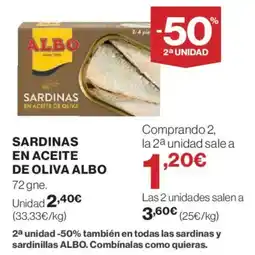 Hipercor ALBO Sardinas en aceite de oliva oferta