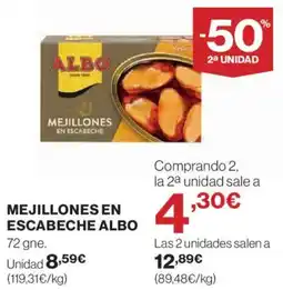 Hipercor ALBO Mejillones en escabeche oferta