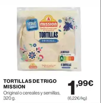 Hipercor MISSION Tortillas de trigo oferta