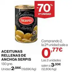 Hipercor SERPIS Aceitunas rellenas de anchoa oferta