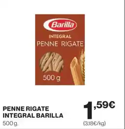 Hipercor BARILLA Penne rigate integral oferta