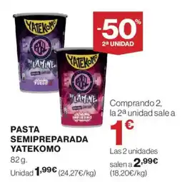 Hipercor YATEKOMO Pasta semipreparada oferta