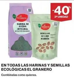 Hipercor EL GRANERO En todas las harinas y semillas ecológicas oferta