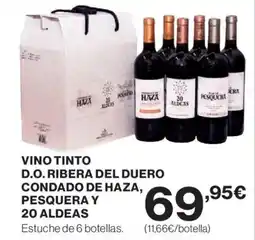 Hipercor Vino tinto d.o. ribera del duero condado de haza, pesquera y 20 aldeas oferta