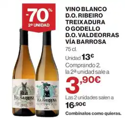 Hipercor Vino blanco d.o. ribeiro treixadura o godello d.o. valdeorras vía barrosa oferta