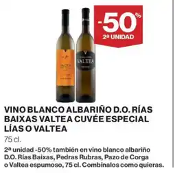 Hipercor Vino blanco albariño d.o. rías baixas valtea cuvée especial lías o valtea oferta
