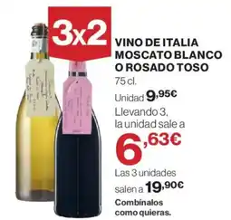 Hipercor Vino de italia moscato blanco o rosado toso oferta
