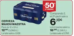 Hipercor MAHOU Cerveza maestra oferta