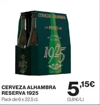 Hipercor 1925 Cerveza alhambra reserva oferta