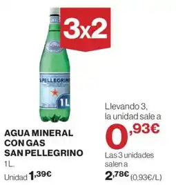 Hipercor SAN PELLEGRINO Agua mineral con gas oferta